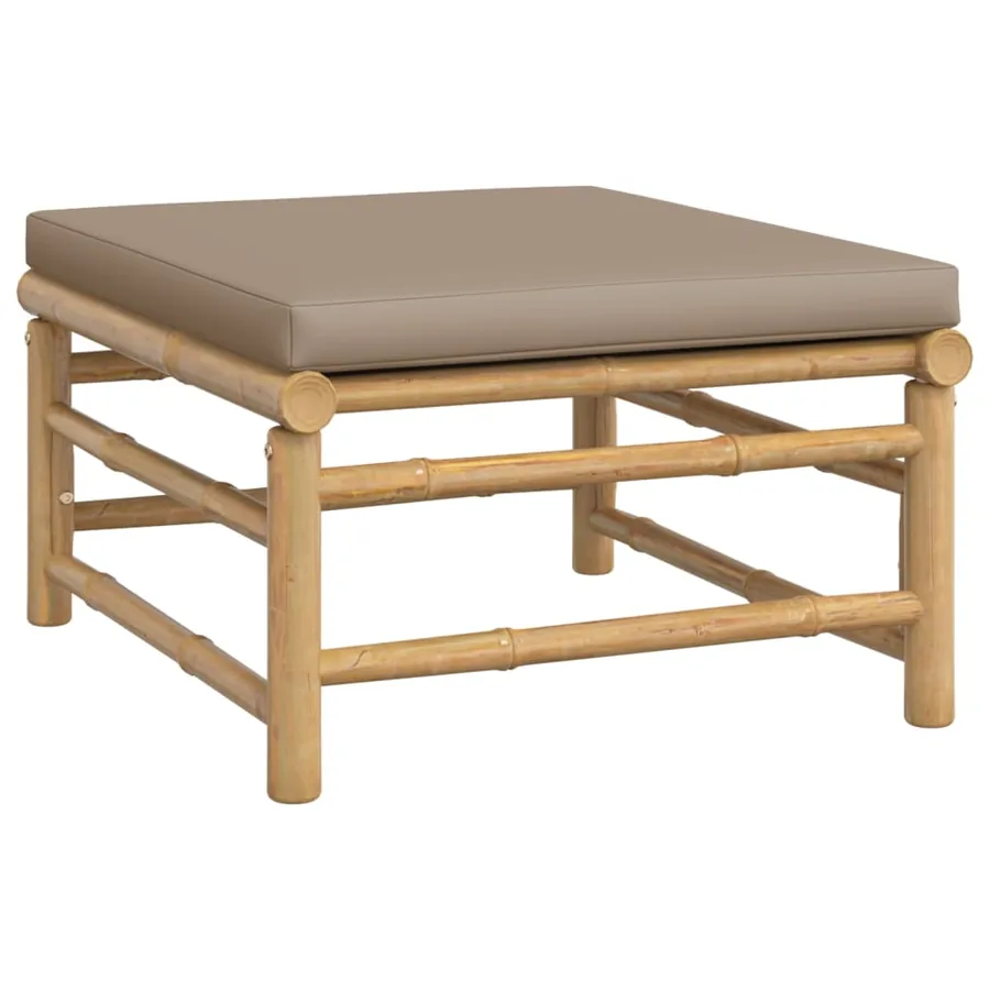 Salon de jardin 12 pcs avec coussins taupe bambou - 6