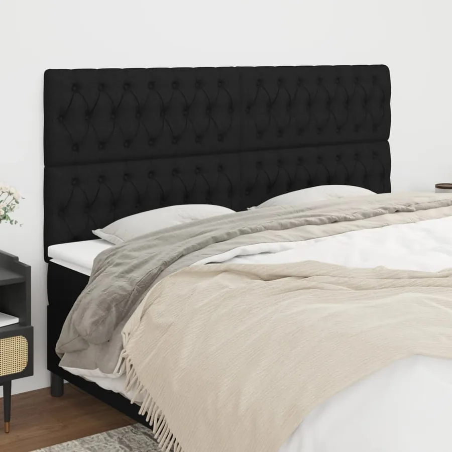 Tête de lit Noir 200x7x118/128 cm Tissu