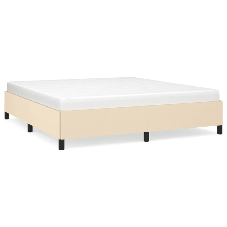 Cadre de lit sans matelas crème 160x200 cm tissu - 2