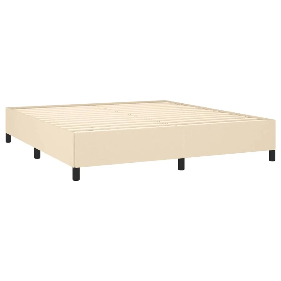 Cadre de lit sans matelas crème 160x200 cm tissu - 4
