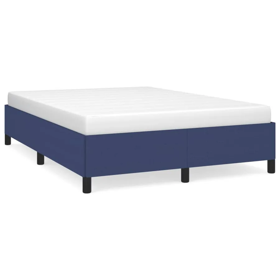 Cadre de lit sans matelas bleu 140x190 cm tissu - 2
