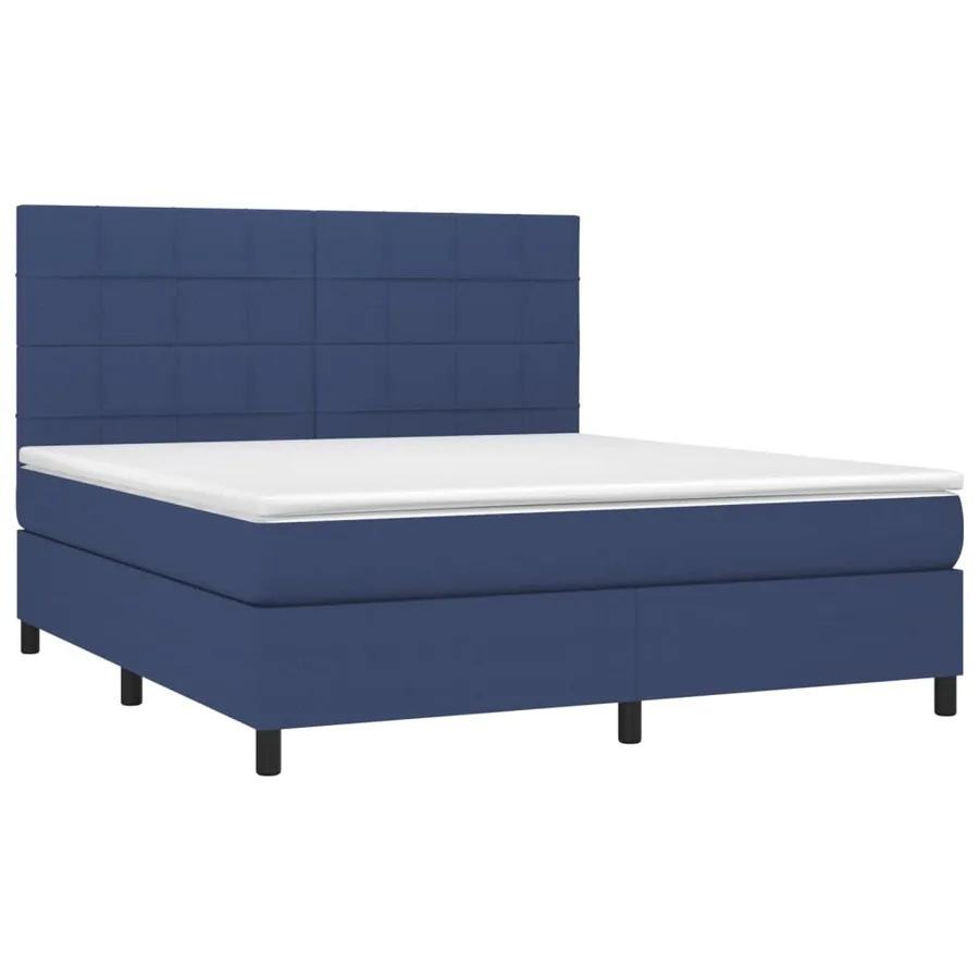 Sommier à lattes de lit avec matelas Bleu 160x200 cm Tissu - 3
