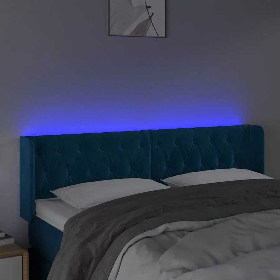 Tête de lit à LED Bleu foncé 163x16x78/88 cm Velours - 4