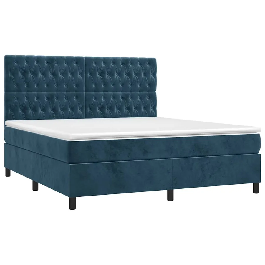 Sommier à lattes de lit matelas et LED Bleu foncé 160x200 cm - 3