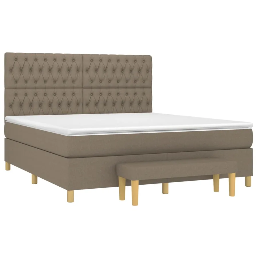 Sommier à lattes de lit avec matelas Taupe 180x200 cm Tissu - 3