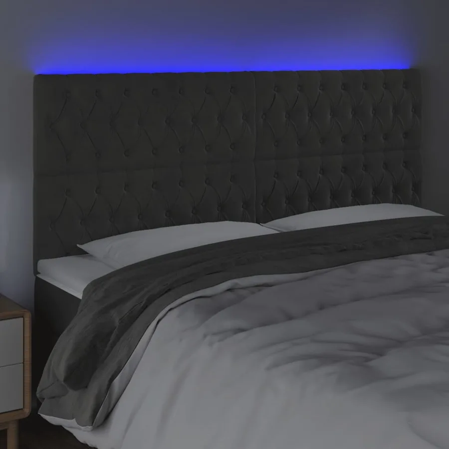 Tête de lit à LED Gris foncé 180x7x118/128 cm Velours - 3