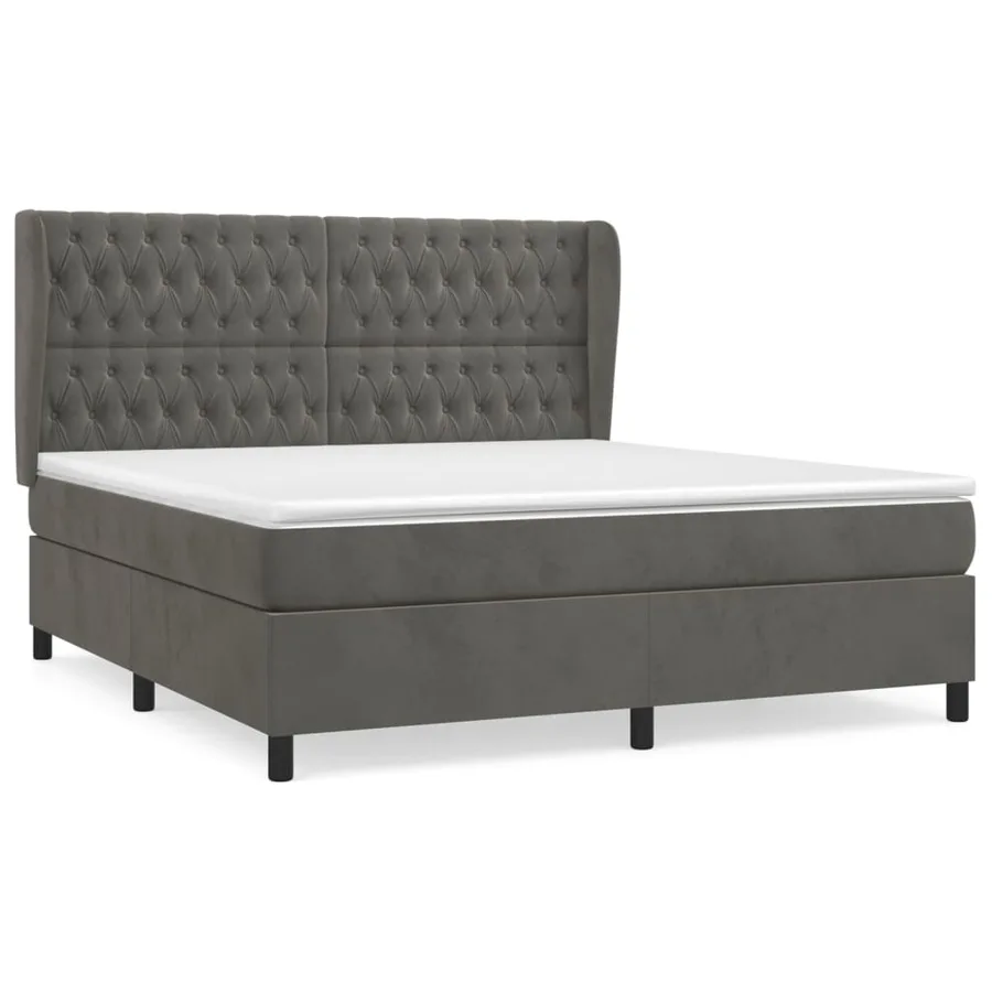 Sommier à lattes de lit et matelas Gris foncé 180x200cm Velours - 2