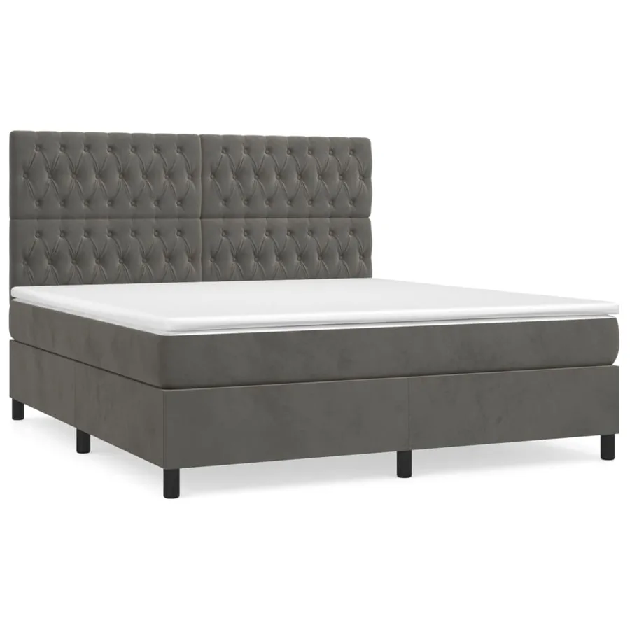 Sommier à lattes de lit et matelas Gris foncé 180x200cm Velours - 2