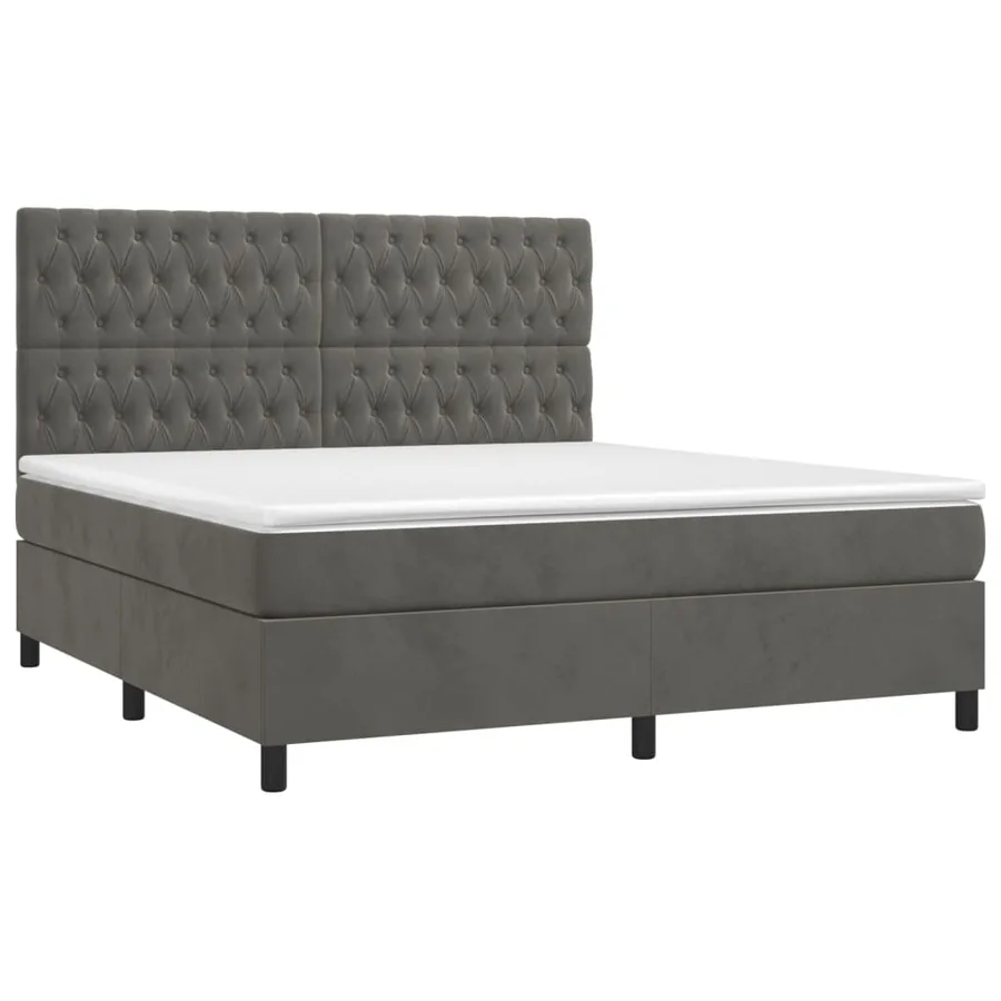 Sommier à lattes de lit et matelas Gris foncé 180x200cm Velours - 3