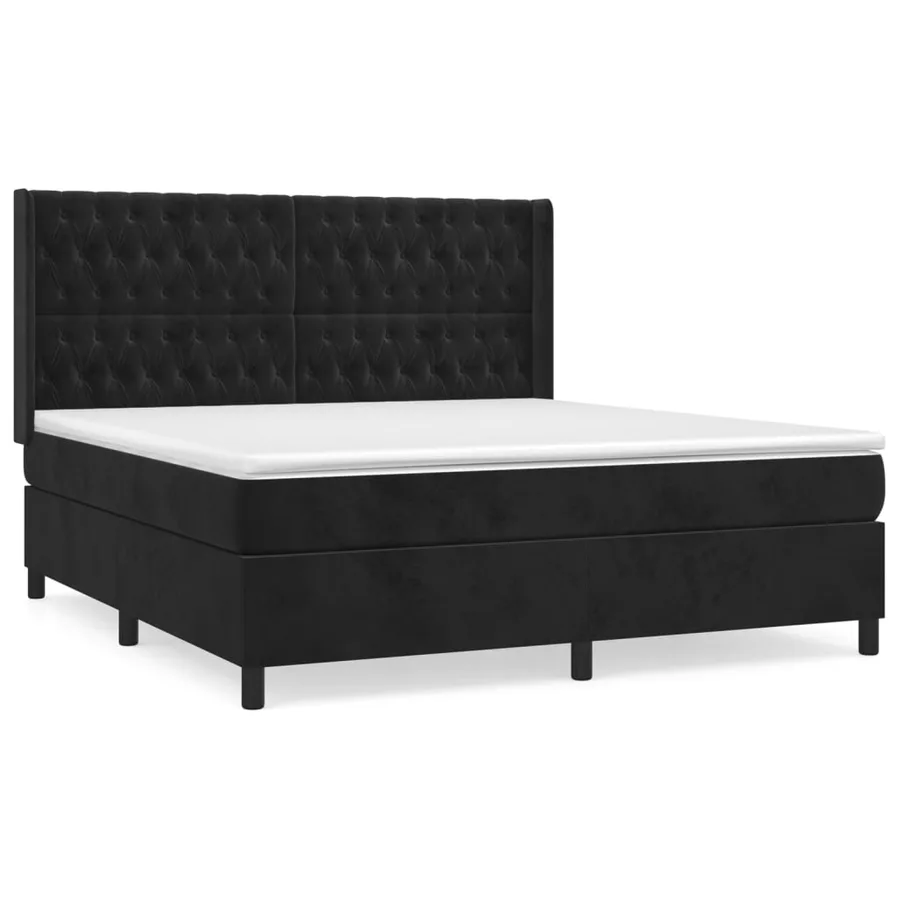 Sommier à lattes de lit avec matelas Noir 180x200 cm Velours - 2
