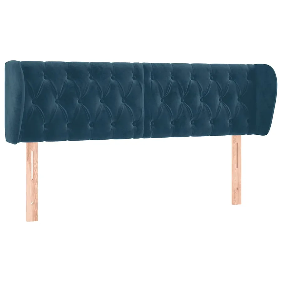 Tête de lit avec oreilles Bleu foncé 163x23x78/88 cm Velours - 2