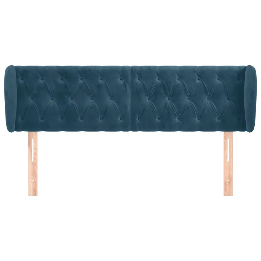 Tête de lit avec oreilles Bleu foncé 163x23x78/88 cm Velours - 3