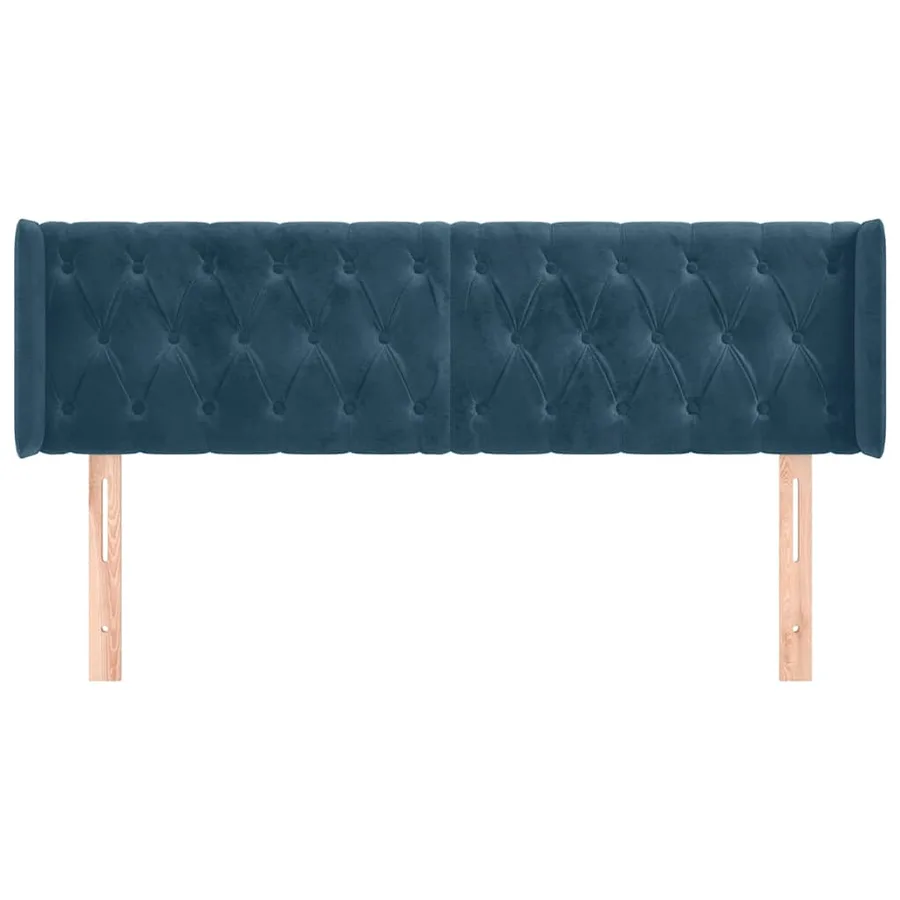 Tête de lit avec oreilles Bleu foncé 163x16x78/88 cm Velours - 3