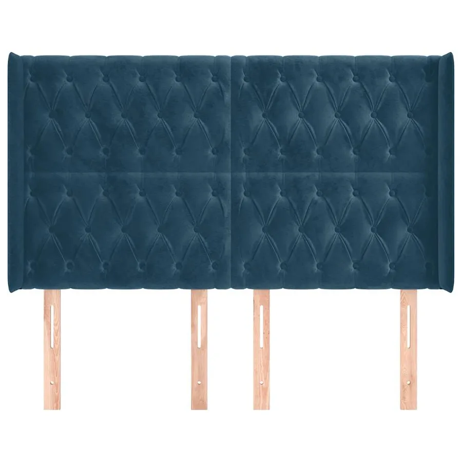 Tête de lit avec oreilles Bleu foncé 163x16x118/128 cm Velours - 3
