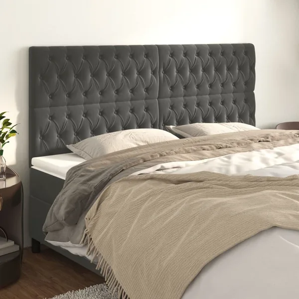 Tête de lit Gris foncé 180 x 7 x 118/128 cm Velours