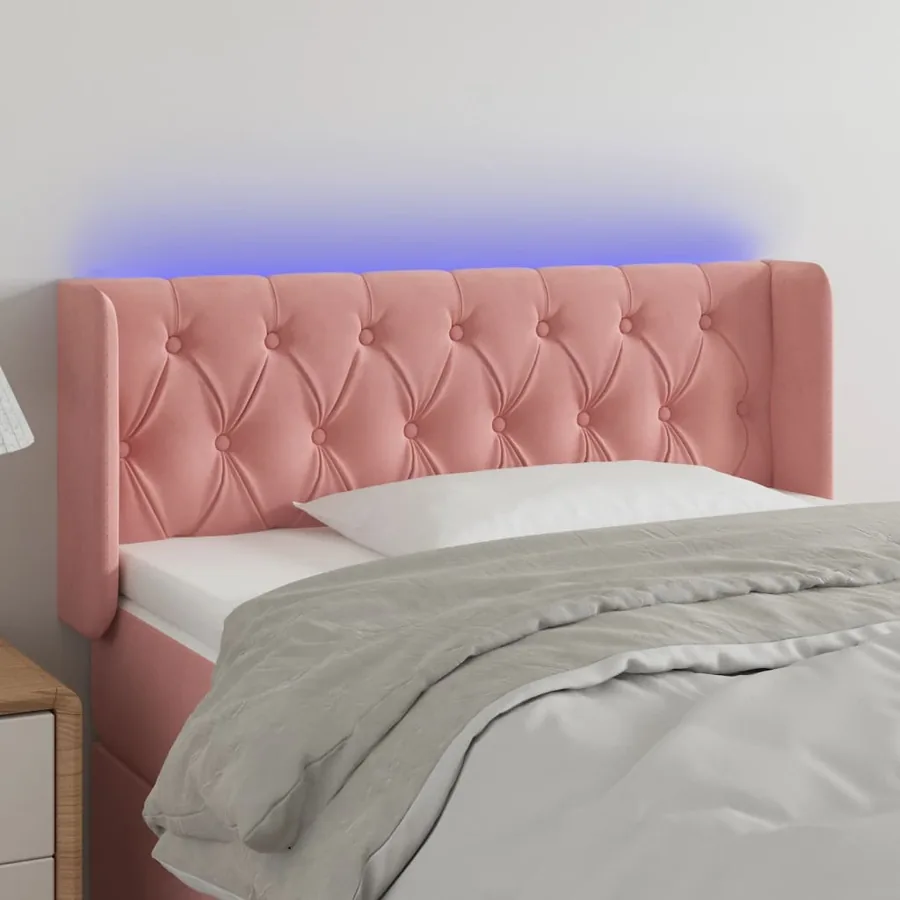Tête de lit à LED Rose 93x16x78/88 cm Velours