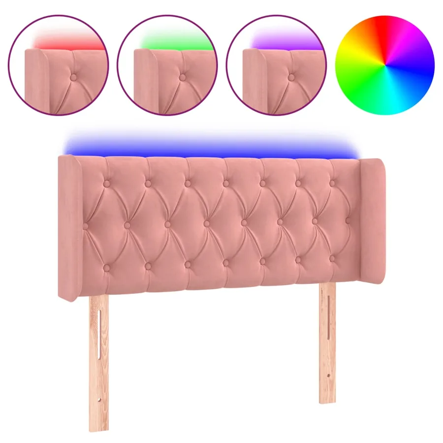 Tête de lit à LED Rose 93x16x78/88 cm Velours - 2