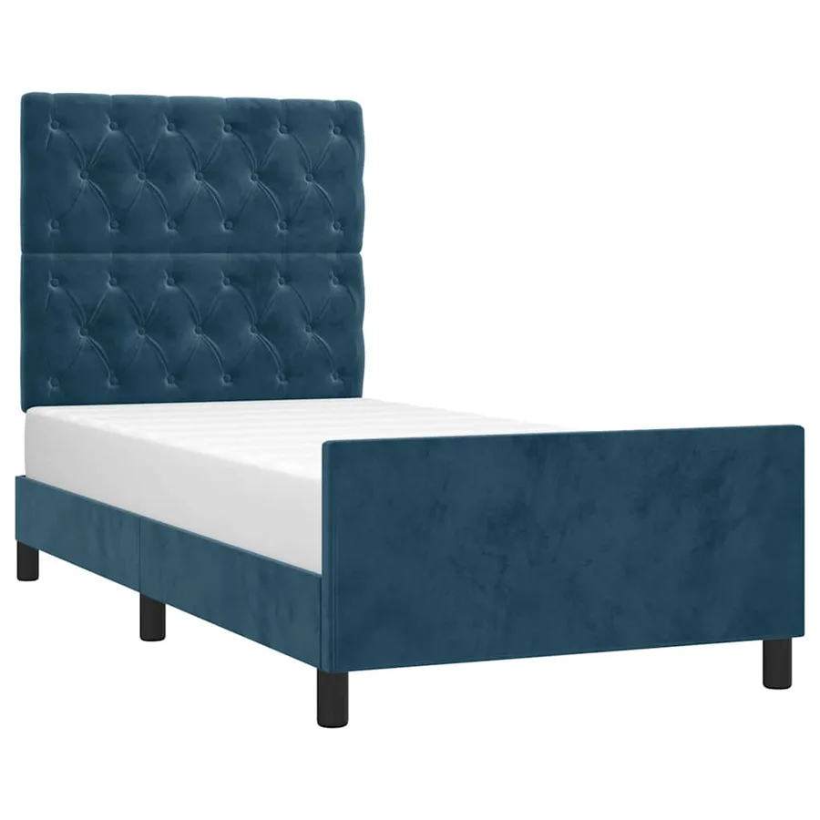 Cadre de lit sans matelas bleu foncé 80x200 cm velours - 3