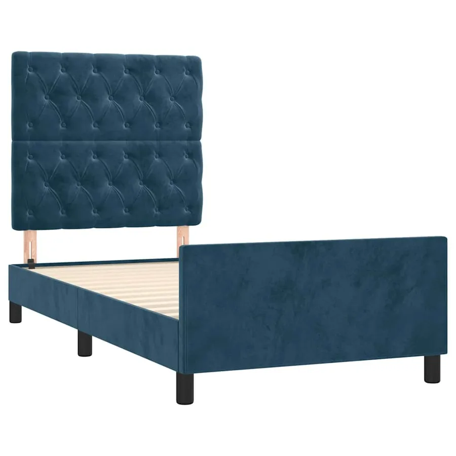 Cadre de lit sans matelas bleu foncé 80x200 cm velours - 4