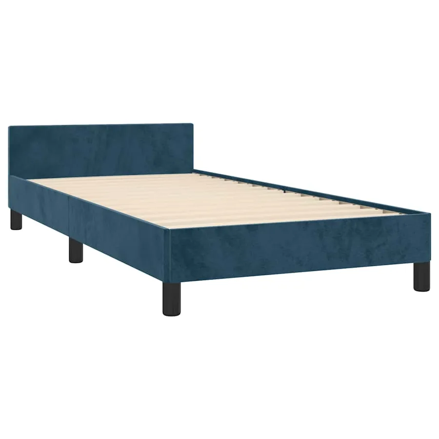 Cadre de lit sans matelas bleu foncé 80x200 cm velours - 5