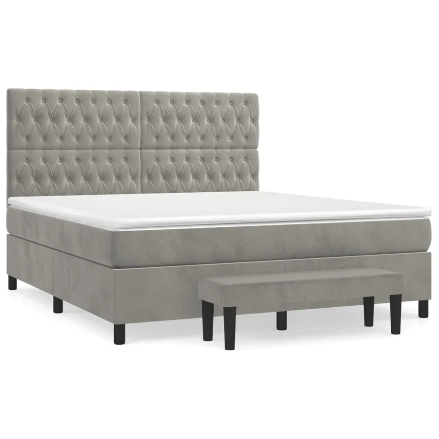 Sommier à lattes de lit et matelas Gris clair 180x200cm Velours - 2