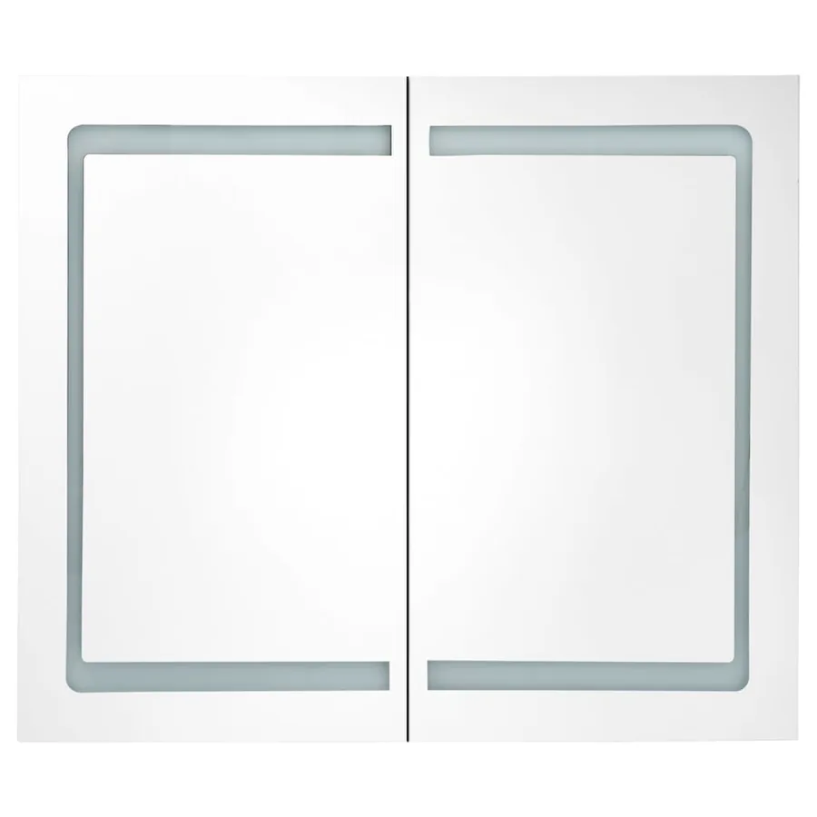 Armoire de salle de bain à miroir LED Blanc brillant 80x12x68cm - 4