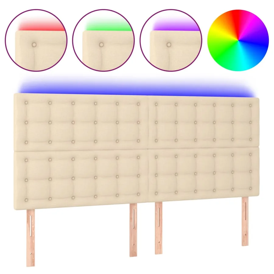 Tête de lit à LED Crème 180x5x118/128 cm Tissu - 2