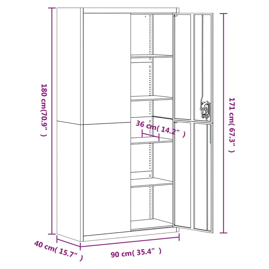 Classeur blanc 90x40x220 cm acier - 14