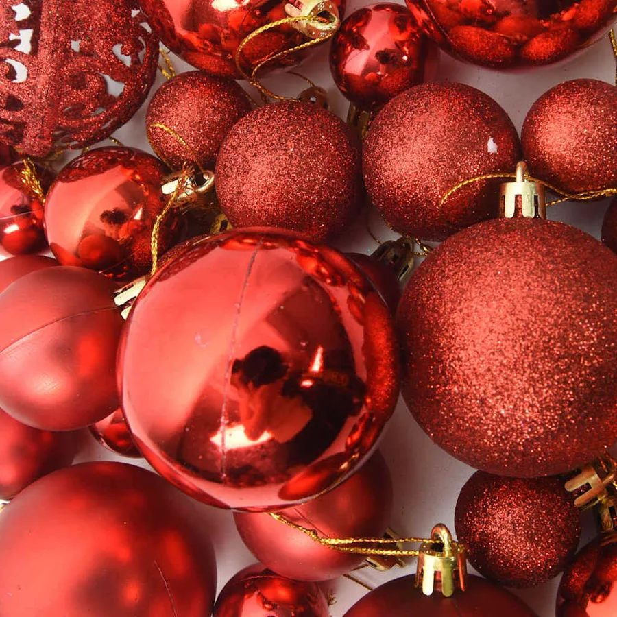 Ensemble de boules de Noël 111 pièces rouge polystyrène - 10