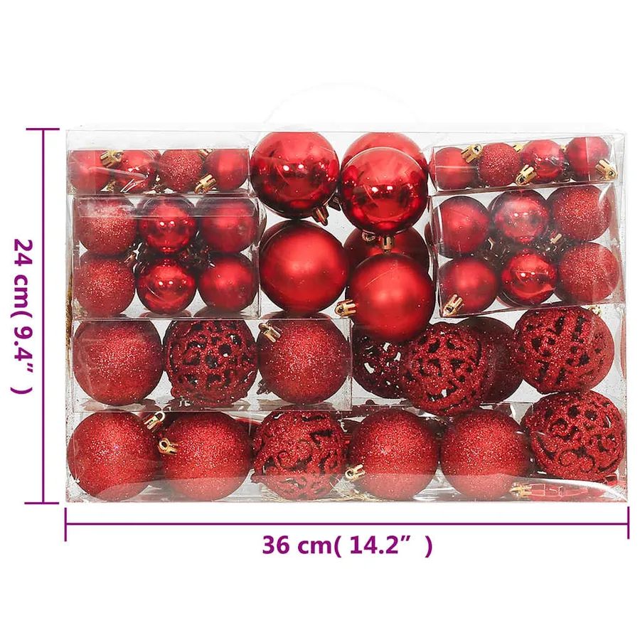 Ensemble de boules de Noël 111 pièces rouge polystyrène - 11