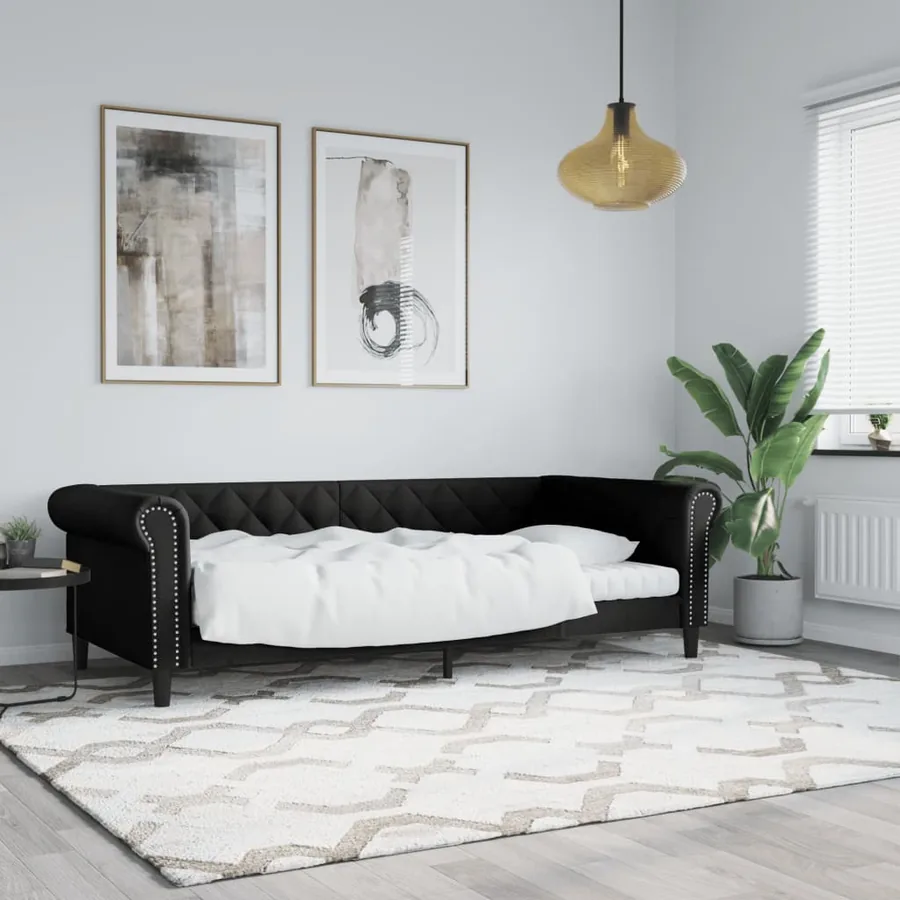 Lit de jour sans matelas noir 90x200 cm similicuir