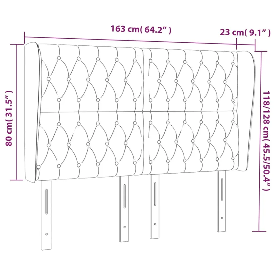 Tête de lit avec oreilles Bleu 163x23x118/128 cm Tissu - 9