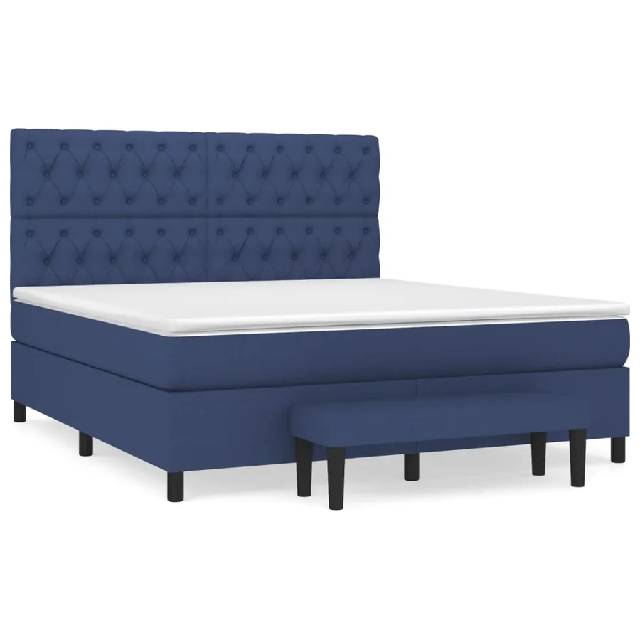 Sommier à lattes de lit avec matelas Bleu 160x200 cm Tissu - 2