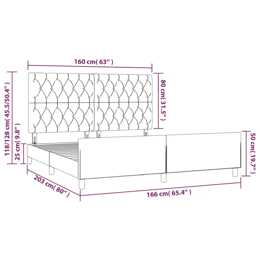 Cadre de lit sans matelas bleu 160x200 cm tissu - 14