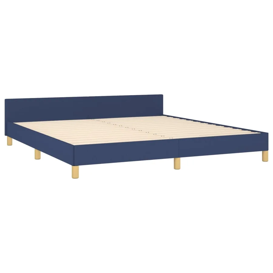 Cadre de lit sans matelas bleu 160x200 cm tissu - 5