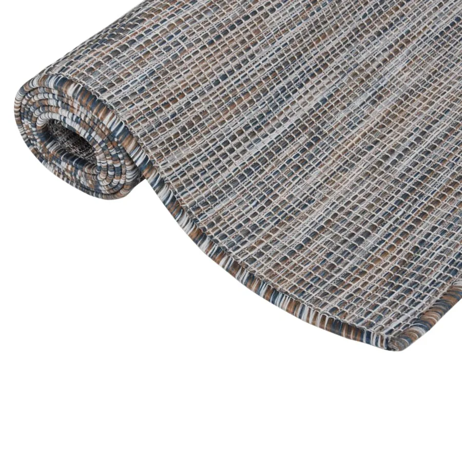 Tapis à tissage plat d'extérieur 200x280 cm Marron et bleu - 3