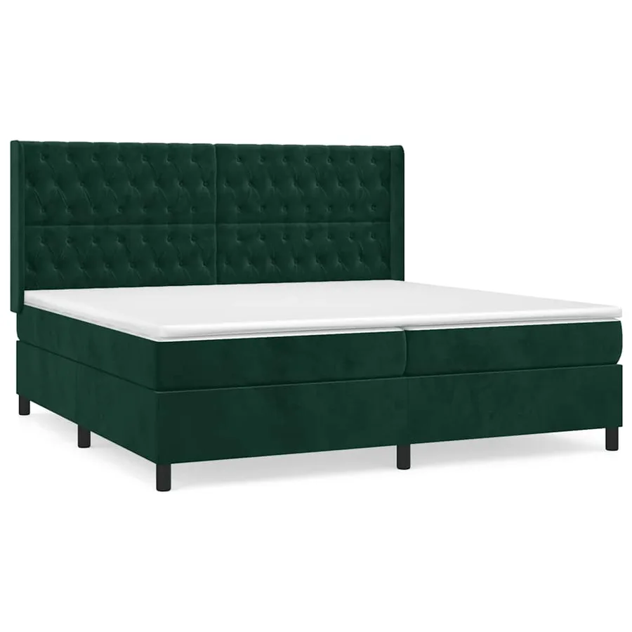 Sommier à lattes de lit et matelas Vert foncé 200x200cm Velours - 2