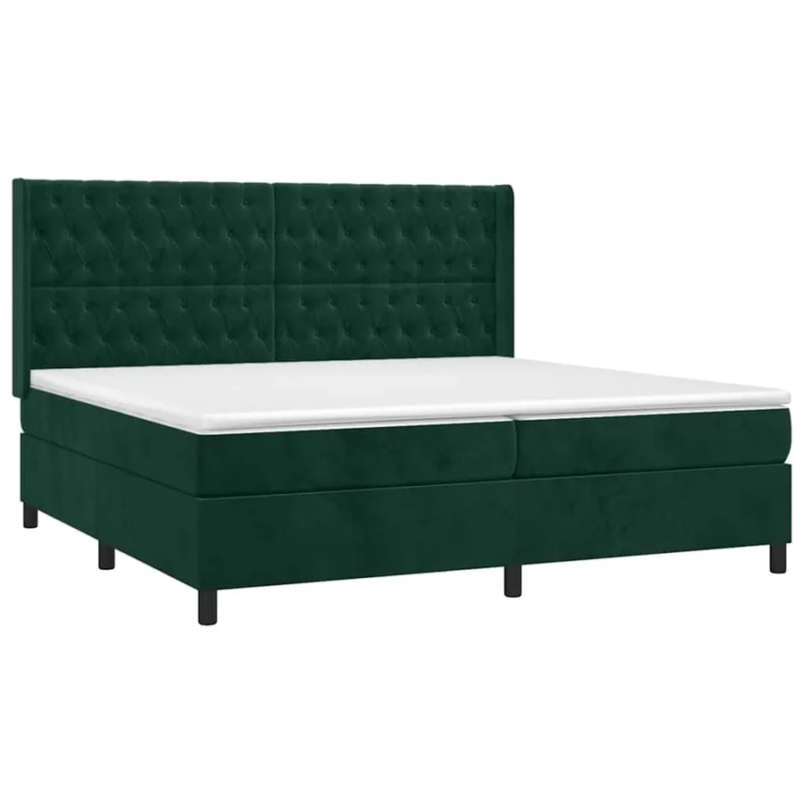 Sommier à lattes de lit et matelas Vert foncé 200x200cm Velours - 3