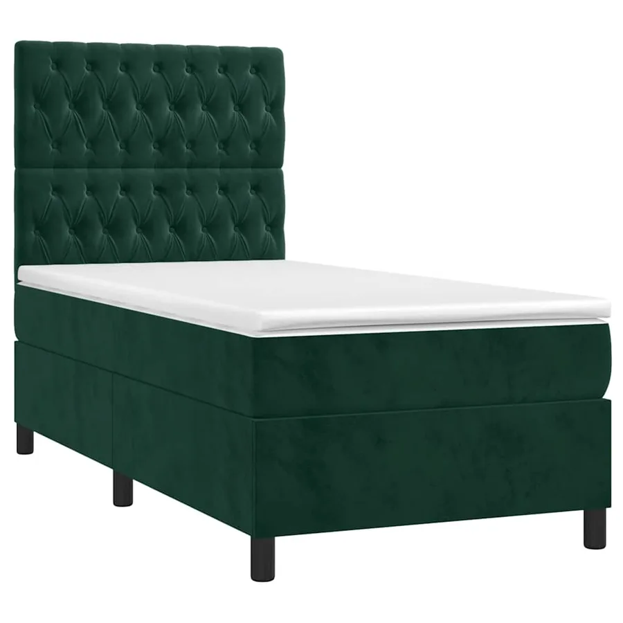 Sommier à lattes de lit matelas et LED Vert foncé 100x200 cm - 3