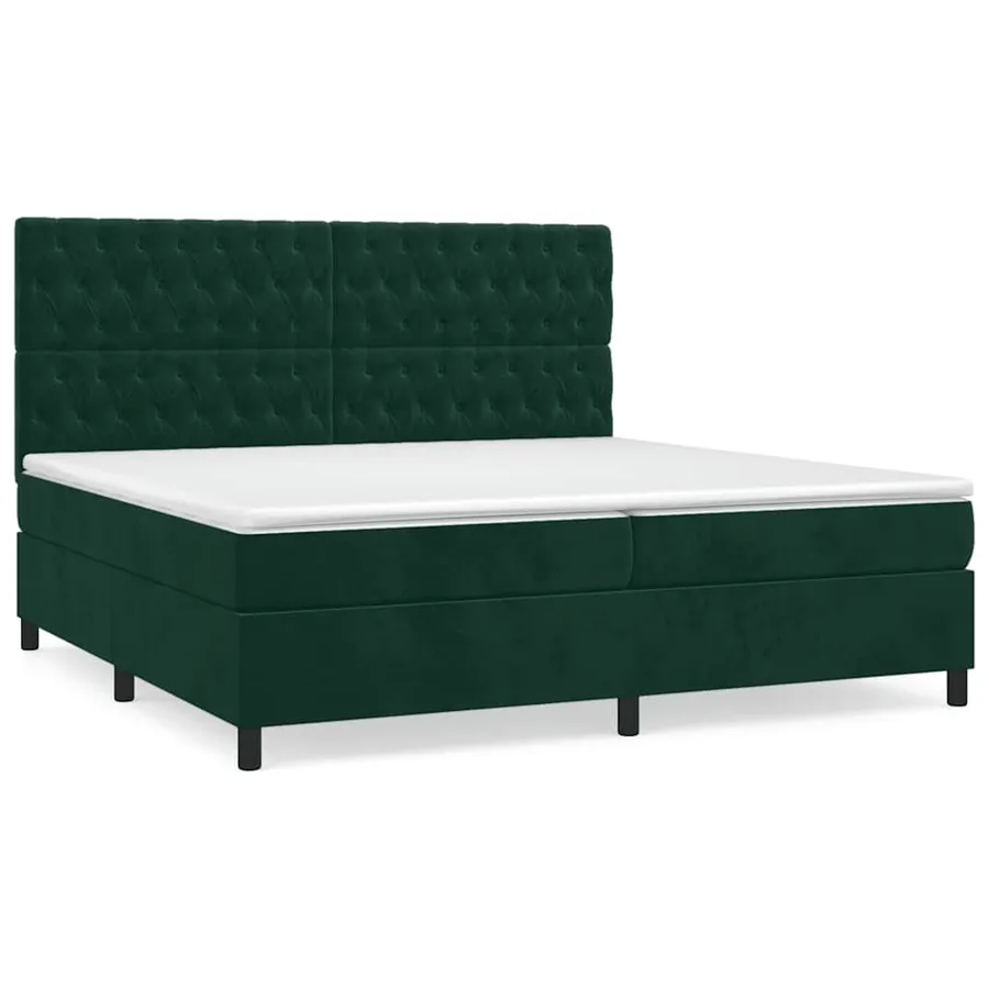 Sommier à lattes de lit et matelas Vert foncé 200x200cm Velours - 2