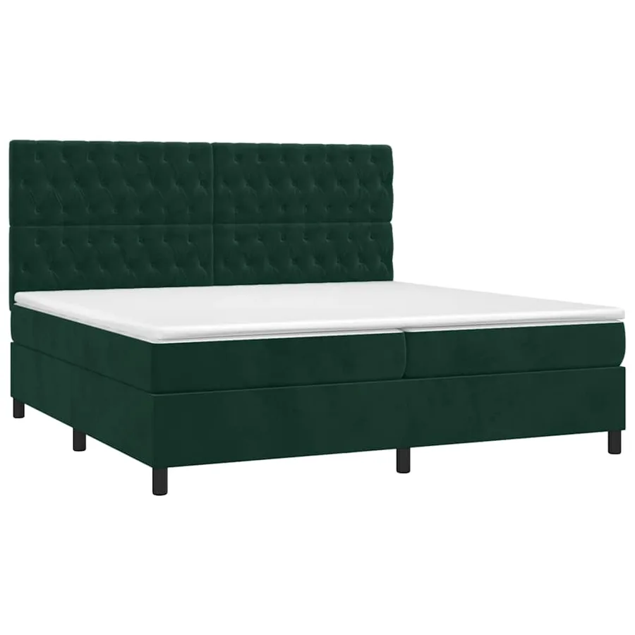 Sommier à lattes de lit et matelas Vert foncé 200x200cm Velours - 3