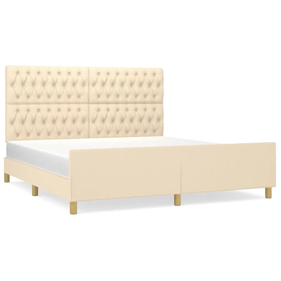 Cadre de lit sans matelas crème 180x200 cm tissu - 2