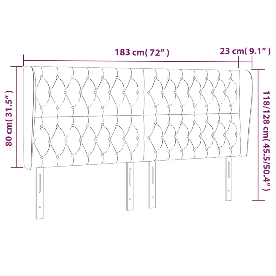 Tête de lit avec oreilles Bleu 183x23x118/128 cm Tissu - 9