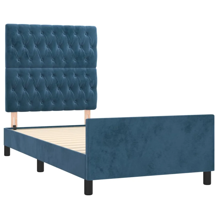 Cadre de lit sans matelas bleu foncé 90x200 cm velours - 4