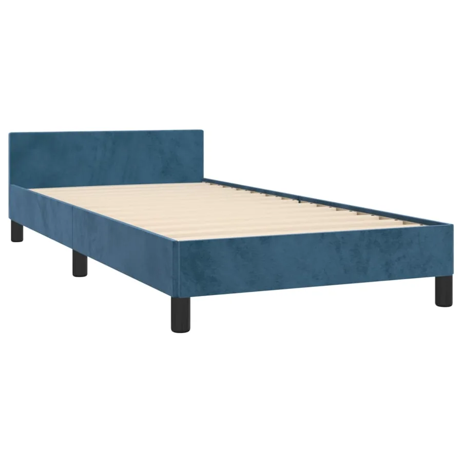 Cadre de lit sans matelas bleu foncé 90x200 cm velours - 5