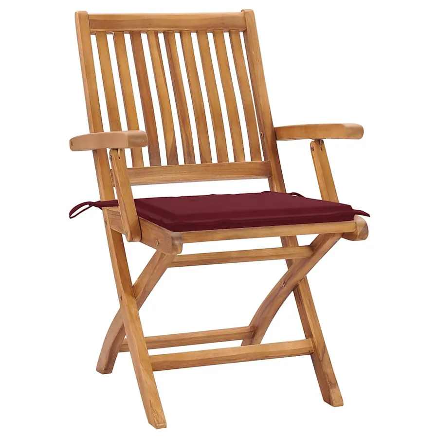 Chaises pliables de jardin avec coussins lot de 4 Teck solide - 2