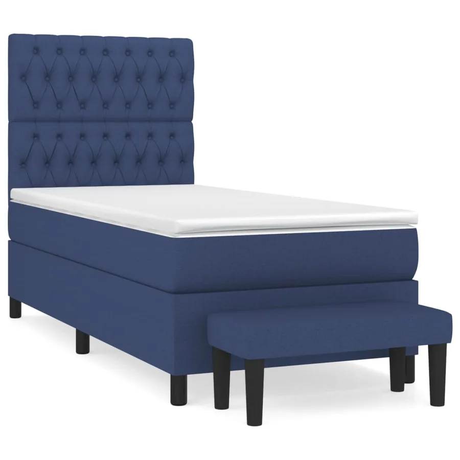 Sommier à lattes de lit avec matelas Bleu 90x200 cm Tissu - 2