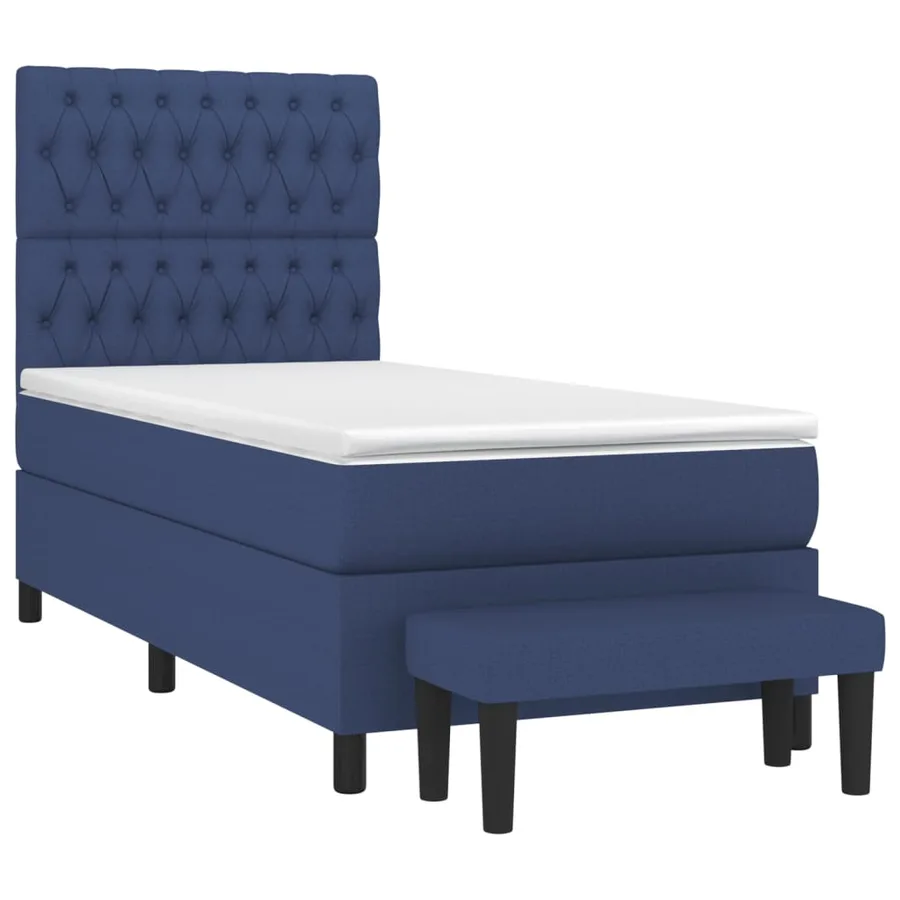Sommier à lattes de lit avec matelas Bleu 90x200 cm Tissu - 3