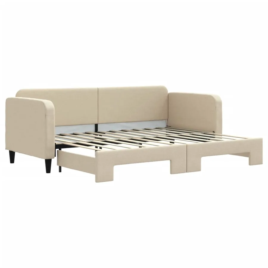 Lit de jour avec gigogne sans matelas crème 80x200 cm - 2