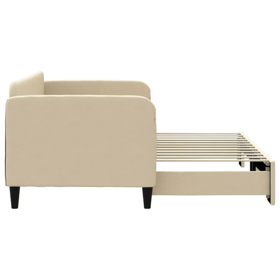 Lit de jour avec gigogne sans matelas crème 80x200 cm - 4